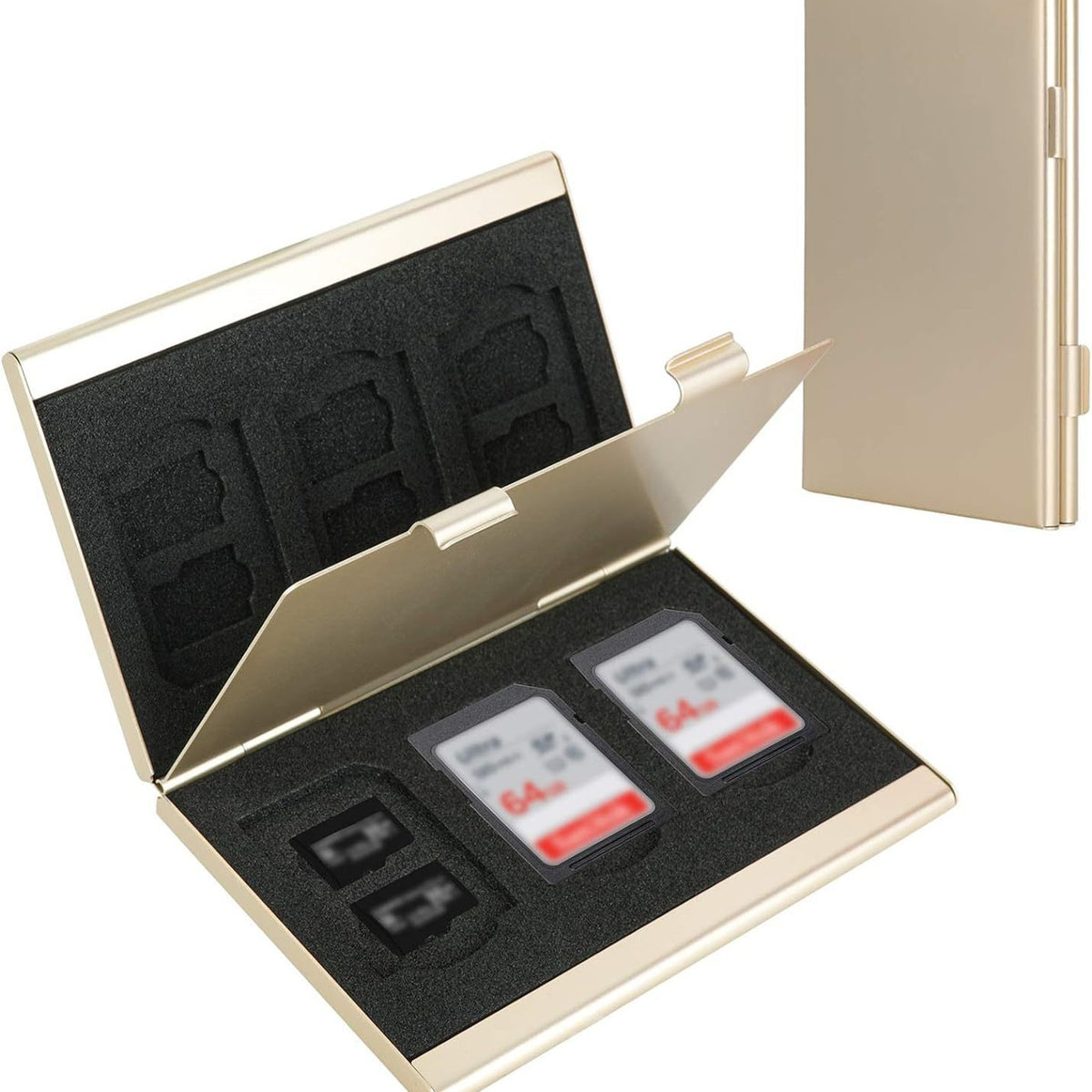 Gold High-Quality Aluminum SD & TF Card Case – Premium Storage Solution for Memory Cards(Memory card not included)
