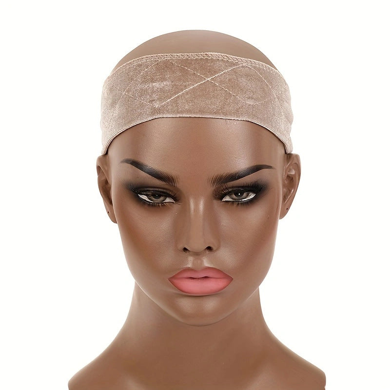 3-Pack Khaki Velvet Wig Headband – Soft, Stretchy & Secure Lace Wig Band for Seamless Hairpiece Fit