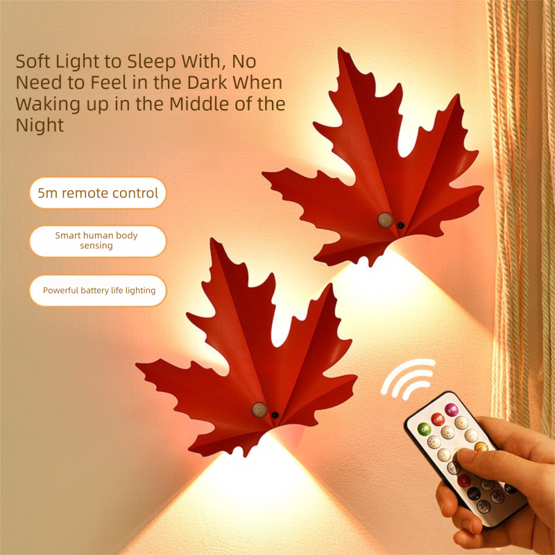 2 Pcs Maple Leaf Smart Motion-Sensing LED Night Light – Magnetic & Self-Adhesive 