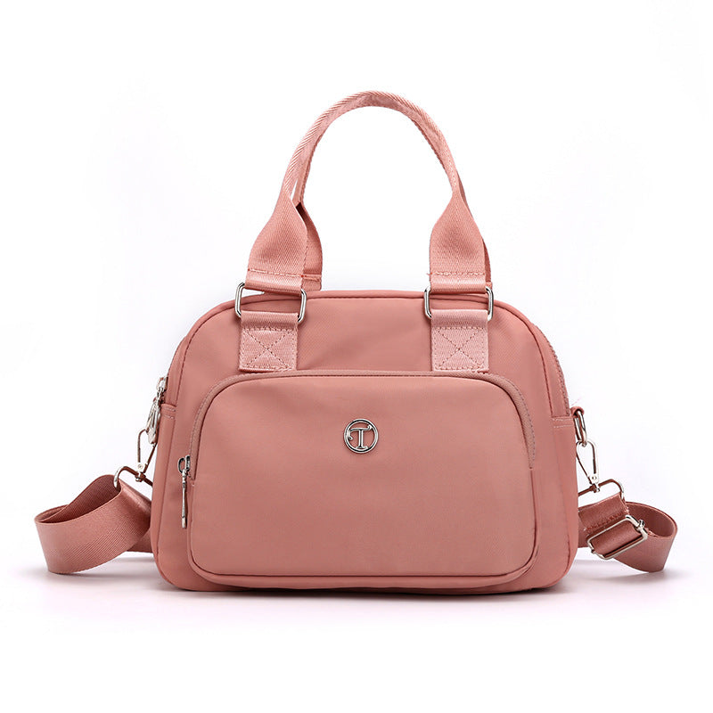 Pink Large Capacity Single Shoulder Bag – Waterproof Nylon Tote with Adjustable Strap, Multi-Functional Design for Everyday Use