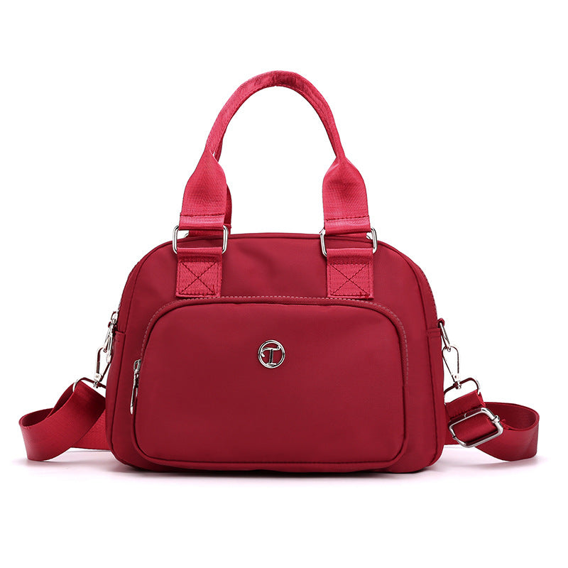 Red Large Capacity Single Shoulder Bag – Waterproof Nylon Tote with Adjustable Strap, Multi-Functional Design for Everyday Use