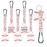 White DIY Baseball Keychain – Acrylic Ball Pendant with Nylon Rope, 2-Pack