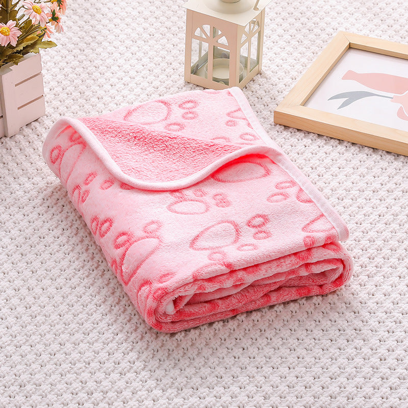 Pink Pet Blanket Set – Plush Paw Print Design, 3-Piece Pack (S/M/L Sizes)