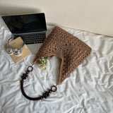 Brown Stylish Hand-Woven Paper Rope Bag – Boho Crochet Tote for Summer & Travel