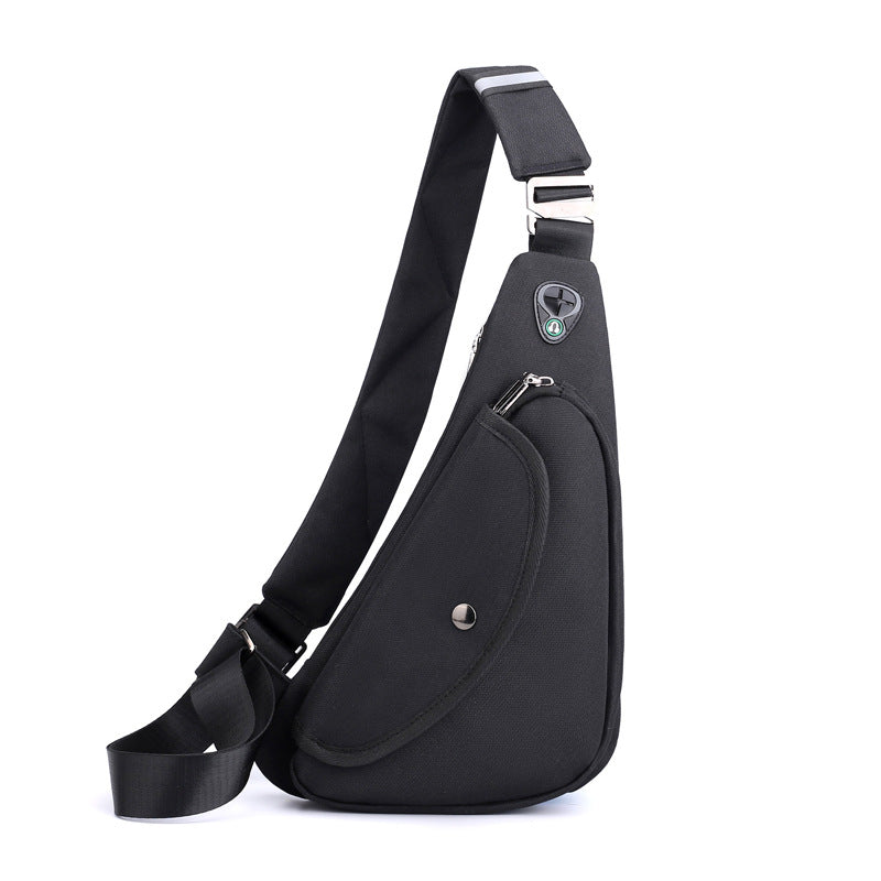 Black Men's Nylon Fabric Chest Bag – Lightweight, Waterproof & Multi-Functional Crossbody Sling Bag