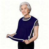 Dark Blue Anti-Stain Feeding Apron with Pocket – Adjustable Care Bib for Elderly & Disabled Adults (2-Pack)