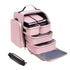 Large Capacity Travel Makeup Backpack with 5 Removable Organizer Cases & Jewelry Roll(pink)