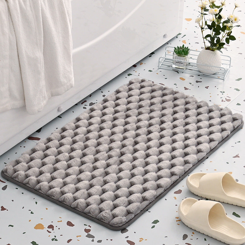 Plush Cobblestone Memory Foam Bath Mat - Super Absorbent, Non-Slip & Machine Washable(Gray 50*80㎝)