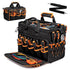 Heavy-Duty 17-Inch Tool Bag with 46 Pockets, Waterproof Base & Shoulder Strap(Black Orange)