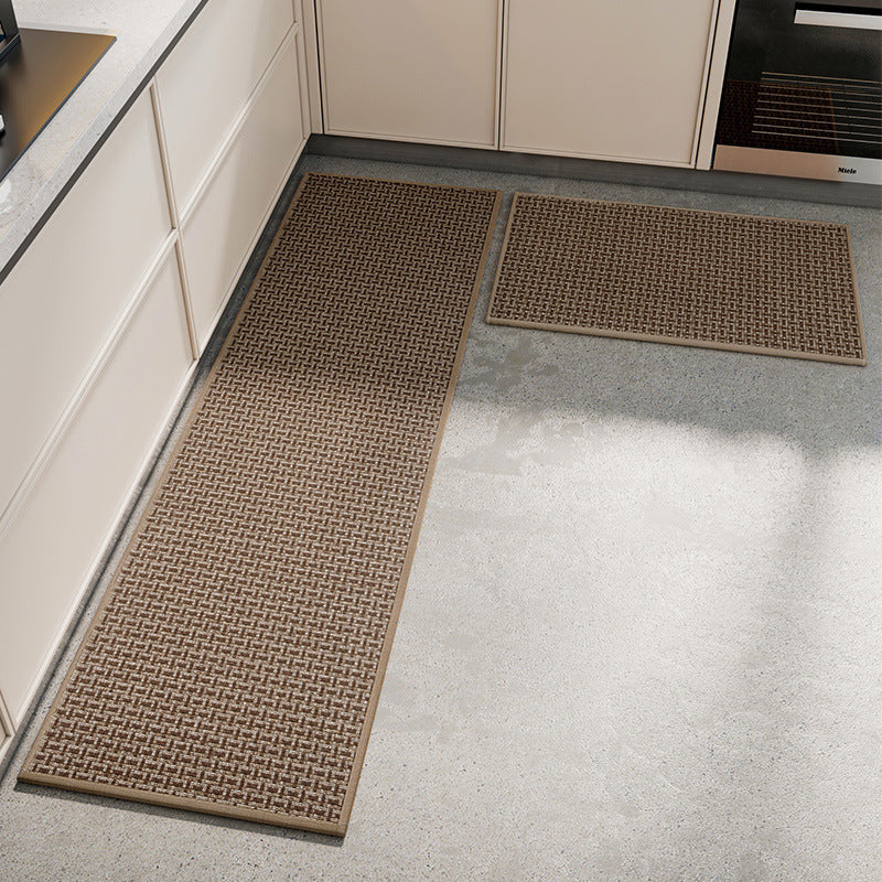Absorbent & Dirt-Resistant Woven Kitchen Mat - Non-Slip Runner Rug for Home(Interlocking Brown)