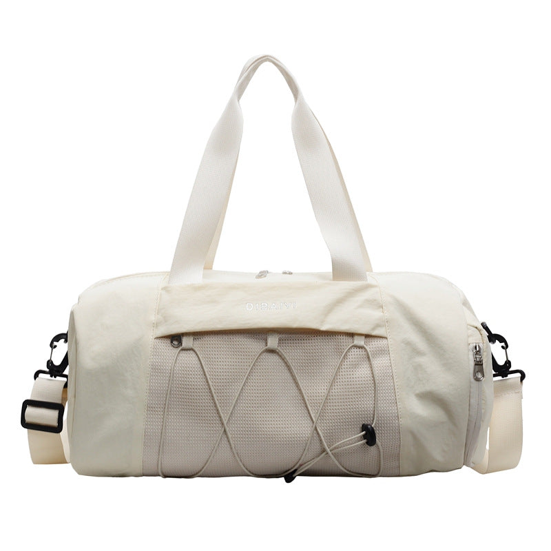 Beige Stylish Sports Gym Bag for Women - Lightweight Travel Duffel with Wet/Dry Pocket