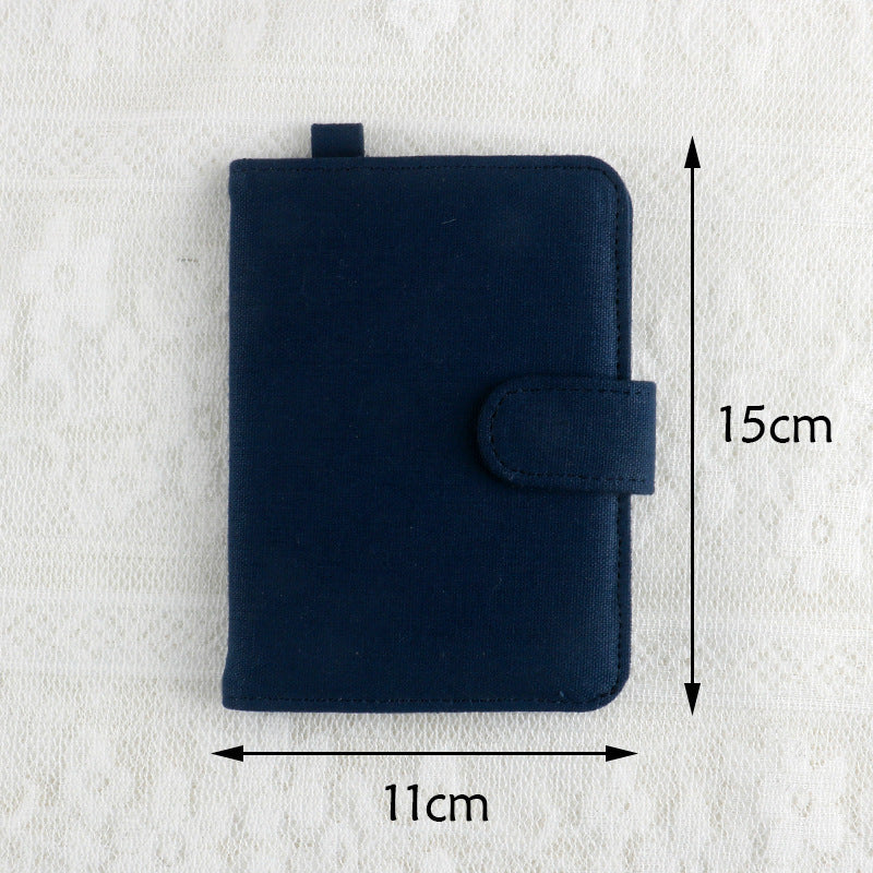 Navy Blue DIY Canvas Passport Holder with 4 Random Patches - Customizable Travel Document Wallet