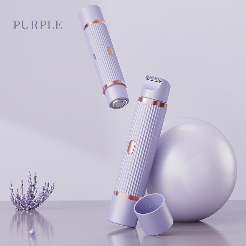 Purple Rechargeable 2-in-1 Electric Shaver for Women - Dual-Head Bikini Trimmer & Body Hair Remover