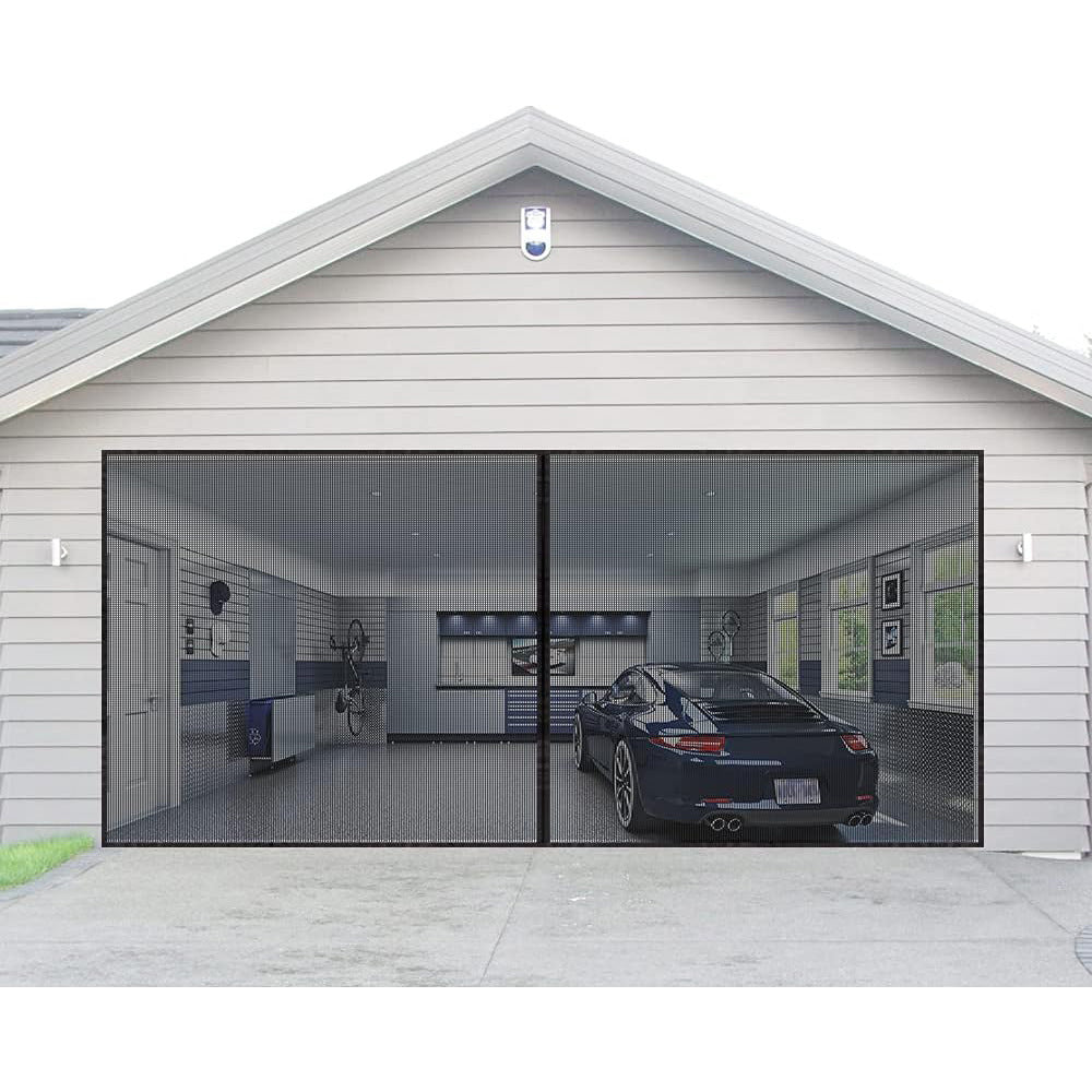 No-Drill Magnetic Garage Door Screen - Polyester Mosquito Net Curtain, Cross-border Home Summer Velcro Garage Door Mesh (244x214cm)