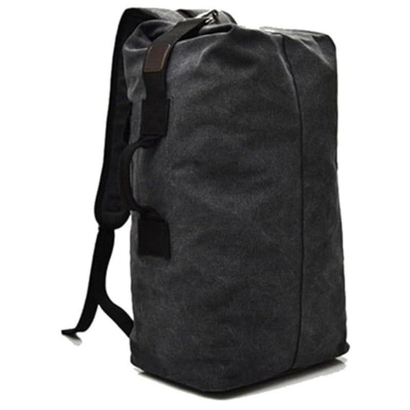 Black Vintage Canvas Backpack Large Capacity Rucksack for Travel and Hiking Rugged Retro Daypack for Men and Students Ideal for Australian Outdoors