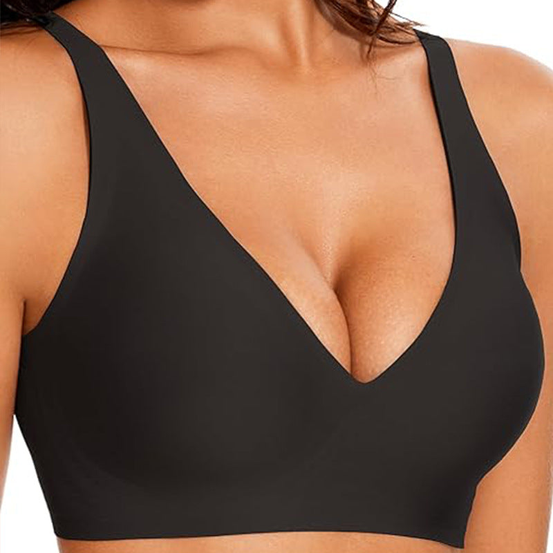 XXXXL Black Women Seamless Wire-Free Bra Comfortable Full Coverage Bralette Invisible Wireless Lingerie for Everyday and Sleep