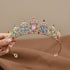 Multicolor Girls Princess Tiara Crown Crystal Rhinestone Headpiece 14cm Diameter for Birthday Party Dance Performance and Flower Girls Elegant Hair Accessory