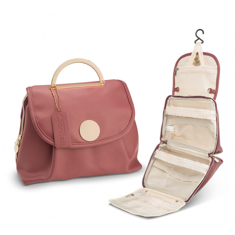 Red Large Hanging Toiletry Bag Waterproof Travel Cosmetic Organiser with Sturdy Hook 4 Compartments Makeup Wash Case for Women and Men