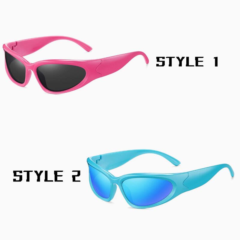 2 Pack Pink+ Blue Sports Sunglasses Men Small Frame Cycling Glasses Anti-Glare UV Protection Outdoor Eyewear Ideal for Driving and Running