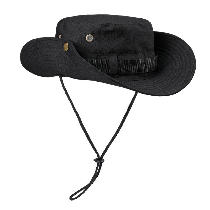 Black Foldable Wide Brim Sun Hat Unisex Bucket Safari Cap Adjustable 56-60cm for Fishing Hiking Camping and Outdoor Travel