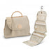 Beige Large Hanging Toiletry Bag Waterproof Travel Cosmetic Organiser with Sturdy Hook 4 Compartments Makeup Wash Case for Women and Men