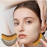 Two-piece Facial Contour and Massage Brush with Storage Case - Soft High-Density Bristles for Face Neck & Lymphatic Care - Portable Ergonomic Design (Wood Pattern)