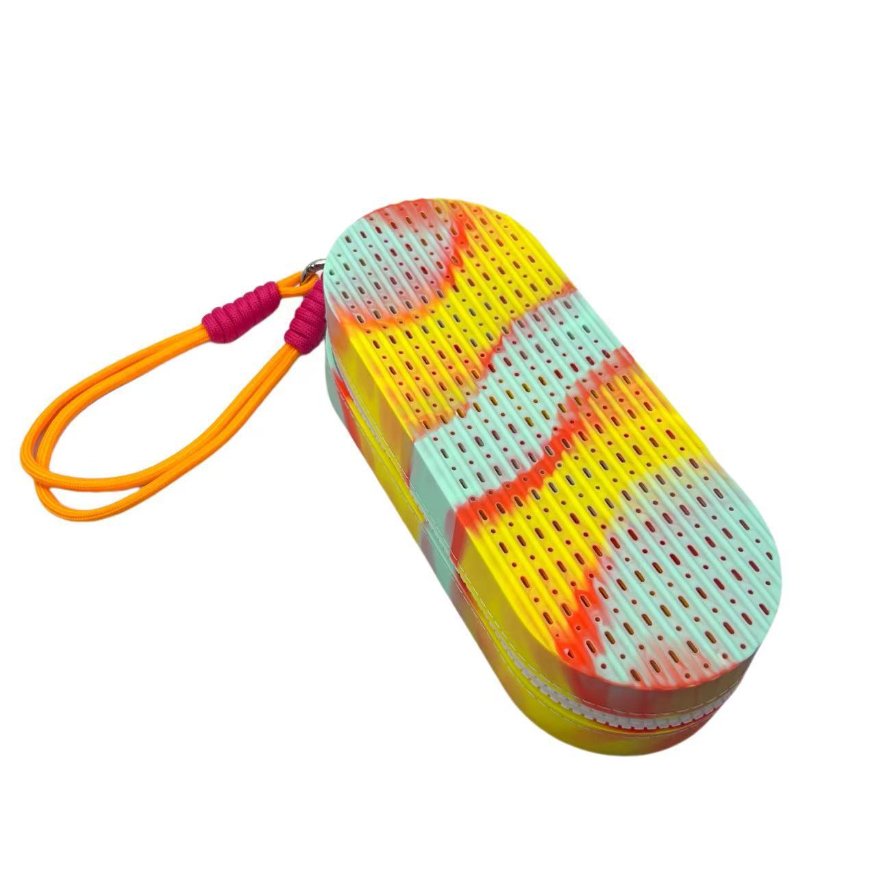 Yellow-blue Breathable Silicone Swim Goggles Case Shockproof Sunglasses Protector Box Portable Large Capacity Storage Pouch with Hanging Strap for Swimming and Travel