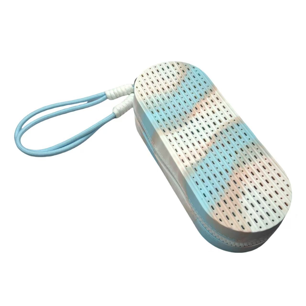 Blue-white Breathable Silicone Swim Goggles Case Shockproof Sunglasses Protector Box Portable Large Capacity Storage Pouch with Hanging Strap for Swimming and Travel