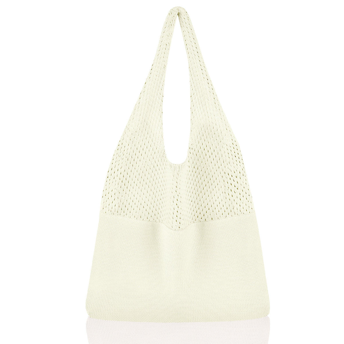 White Women's Large Mesh Beach Tote Bag Boho Crochet Shoulder Shopper Reusable Eco Grocery Net Bag for Summer Travel and Markets