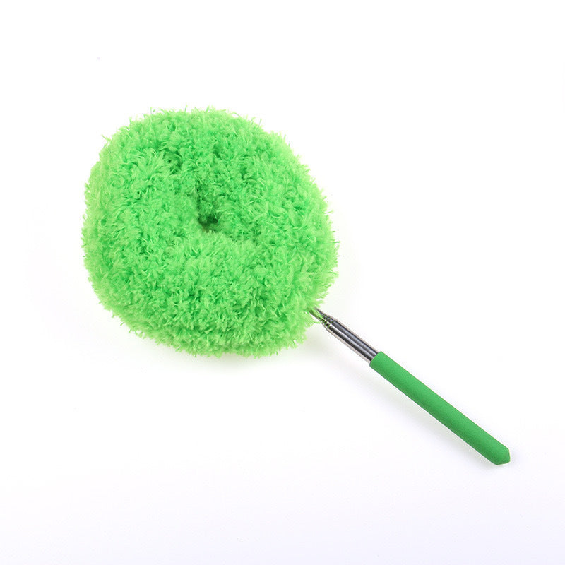 Green 4 Pack Telescopic Microfiber Duster with Extendable Stainless Steel Pole - Anti-Static Ceiling Fan Cleaning Tool for High Reach & Tight Gaps - Washable & Compact Design (33cm - 80cm)