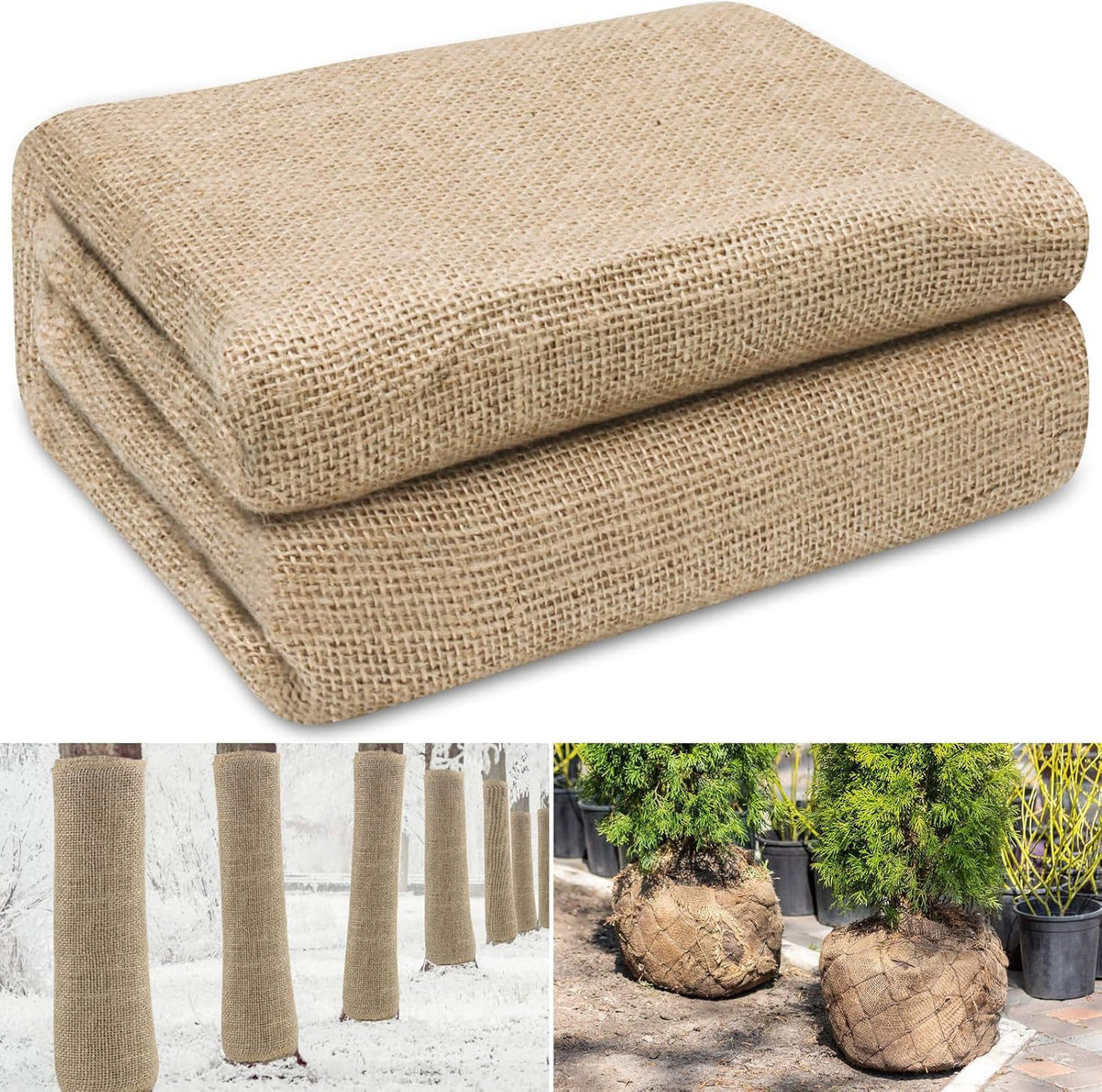 40in x 10ft Natural Jute Burlap Plant Blankets - High Density Winter Frost Protection for Australian Gardens and Trees