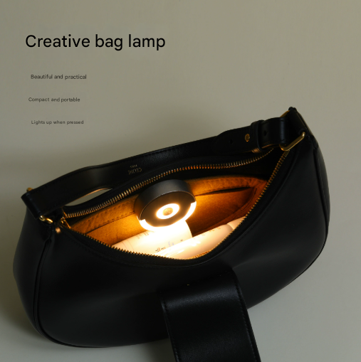 2 Pack Mini LED Handbag Light Ultra-Thin 18mm Round Purse Light for Finding Keys in Dark Bags, Outdoor Cycling and Night