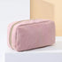Pink Corduroy Cosmetic Bag Large Capacity 20cm Makeup Pouch for Lipstick Jewelry and Keys - Soft Portable Travel Toiletry Organiser