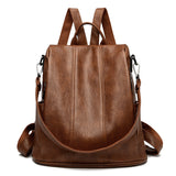 Brown Women's Anti-Theft Backpack Purse Soft Faux Leather Convertible Rucksack Shoulder Bag Large Capacity 31cm for Travel Work Daily Use