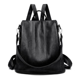 Black Women's Anti-Theft Backpack Purse Soft Faux Leather Convertible Rucksack Shoulder Bag Large Capacity 31cm for Travel Work Daily Use
