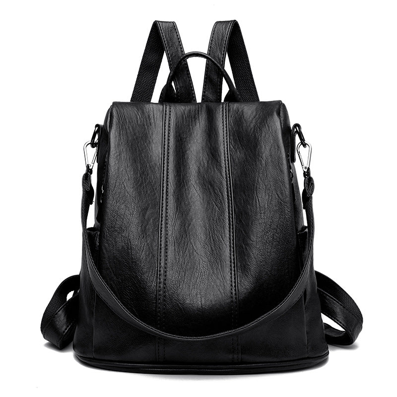 Black Women's Anti-Theft Backpack Purse Soft Faux Leather Convertible Rucksack Shoulder Bag Large Capacity 31cm for Travel Work Daily Use