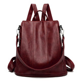 Red Women's Anti-Theft Backpack Purse Soft Faux Leather Convertible Rucksack Shoulder Bag Large Capacity 31cm for Travel Work Daily Use