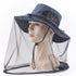 Navy Blue Outdoor Mosquito Head Net Hat with 40cm Mesh Shield - Wide Brim Sun Protection Bucket Hat for Fishing and Hiking - Quick Dry Breathable Cap