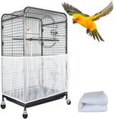 L White【Height 30, Circumference 220】 Large Bird Cage Seed Catcher Net Cover - Adjustable Mesh Guard Splash-Proof Dust Cover for Indoor Outdoor Cages