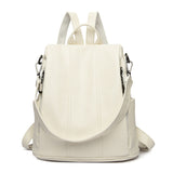 White Women's Anti-Theft Backpack Purse Soft Faux Leather Convertible Rucksack Shoulder Bag Large Capacity 31cm for Travel Work Daily Use