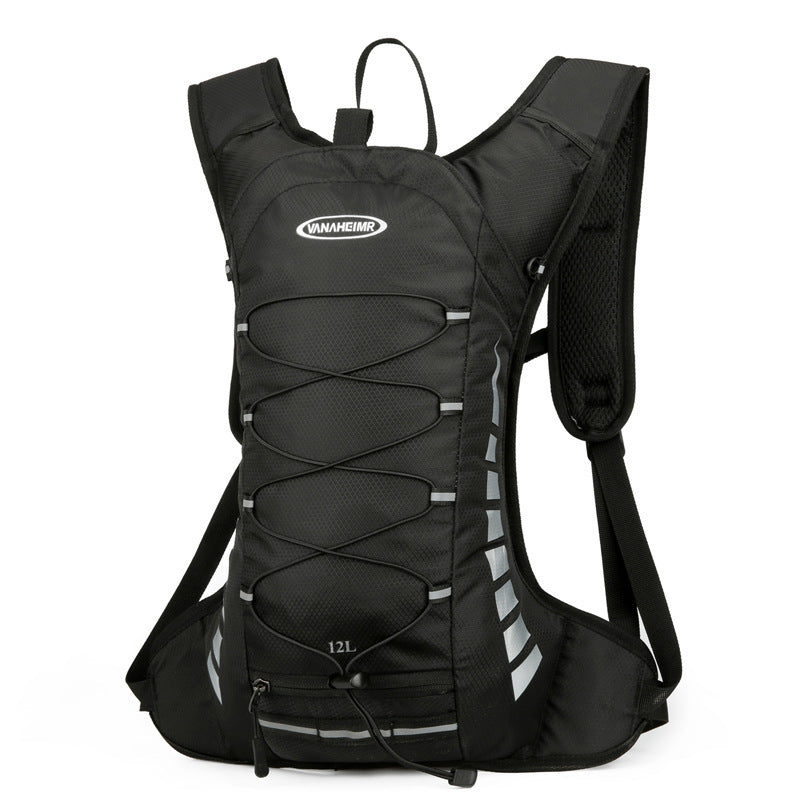 Black Lightweight Outdoor Sports Backpack Breathable Hiking Daypack Compact Running Cycling Bag with Bungee Storage 45cm for Travel