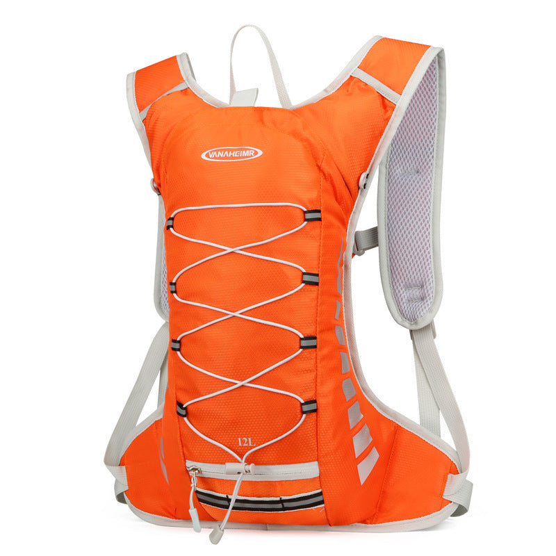 Orange Lightweight Outdoor Sports Backpack Breathable Hiking Daypack Compact Running Cycling Bag with Bungee Storage 45cm for Travel