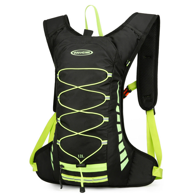 Black-green Lightweight Outdoor Sports Backpack Breathable Hiking Daypack Compact Running Cycling Bag with Bungee Storage 45cm for Travel