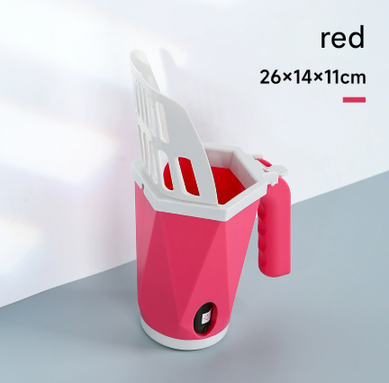 Red 2-in-1 Cat Litter Scoop with Attached Waste Bin Integrated Poop Scooper Holder Detachable Kit with 150 Degradable Bags