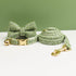 S Green 3 Piece Luxury Tweed Cat Collar and Leash Set with Removable Bow Tie & Bell Adjustable Neck Strap for Kittens Small Dogs Elegant Walking Gear