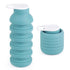 Light Blue Collapsible Silicone Water Bottle Portable Travel Sports Cup with Carabiner Clip Foldable Design for Camping Hiking & Gym Teal