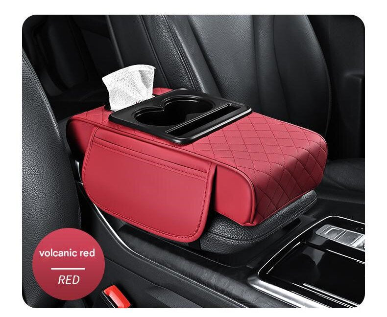 Premium Car Armrest Organizer & Comfort Pad(red)