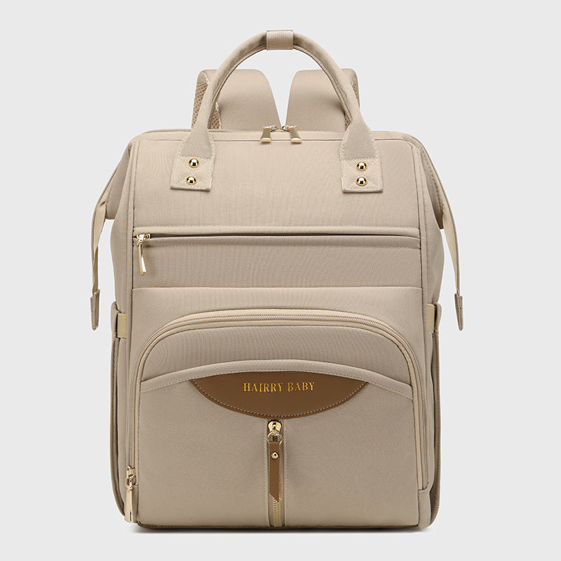 Multifunctional Diaper Bag Backpack(Apricot) - Large Capacity & Organized Storage for Baby Essentials