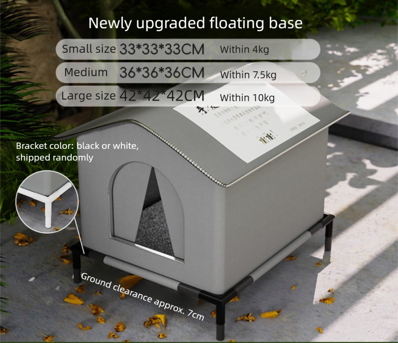 Medium Elevated Indoor/Outdoor Pet Shelter(grey): Waterproof, Insulated for All-Season Warmth