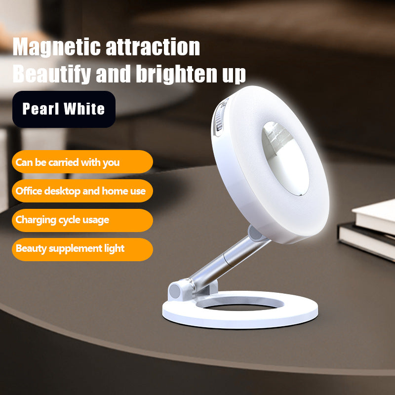 White Magnetic Phone Light & Stand - Rechargeable, Tri-Color, Portable
